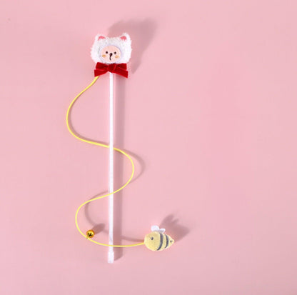 Animal Style Plush Cat Teaser Wand with Bell Cat Toy - {{product.type}} - PawPawUp