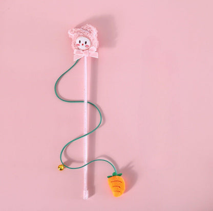 Animal Style Plush Cat Teaser Wand with Bell Cat Toy - {{product.type}} - PawPawUp