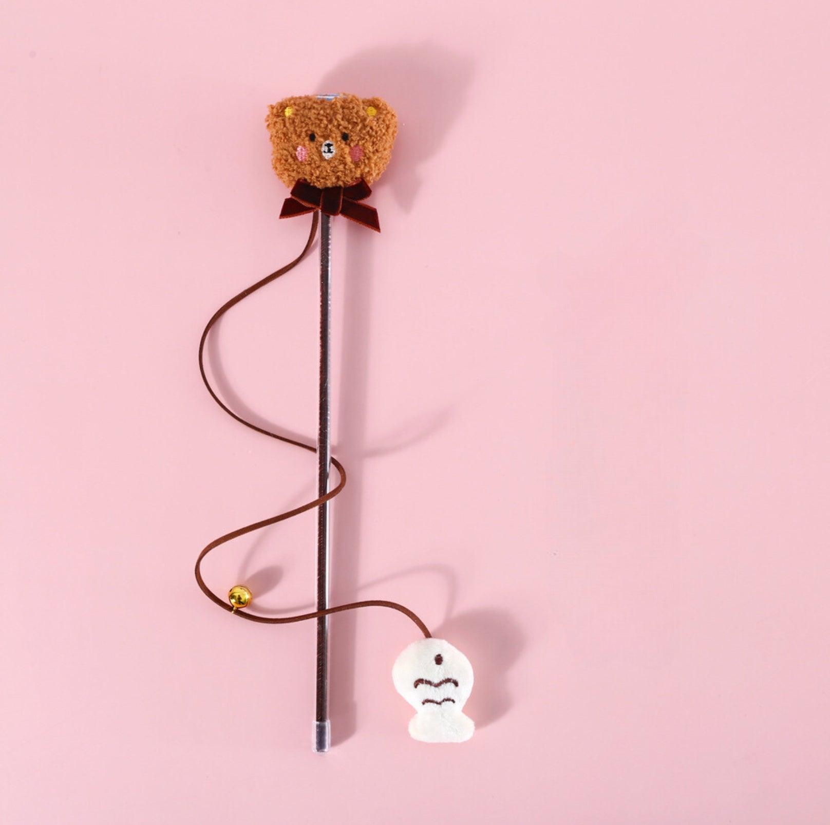 Animal Style Plush Cat Teaser Wand with Bell Cat Toy - {{product.type}} - PawPawUp