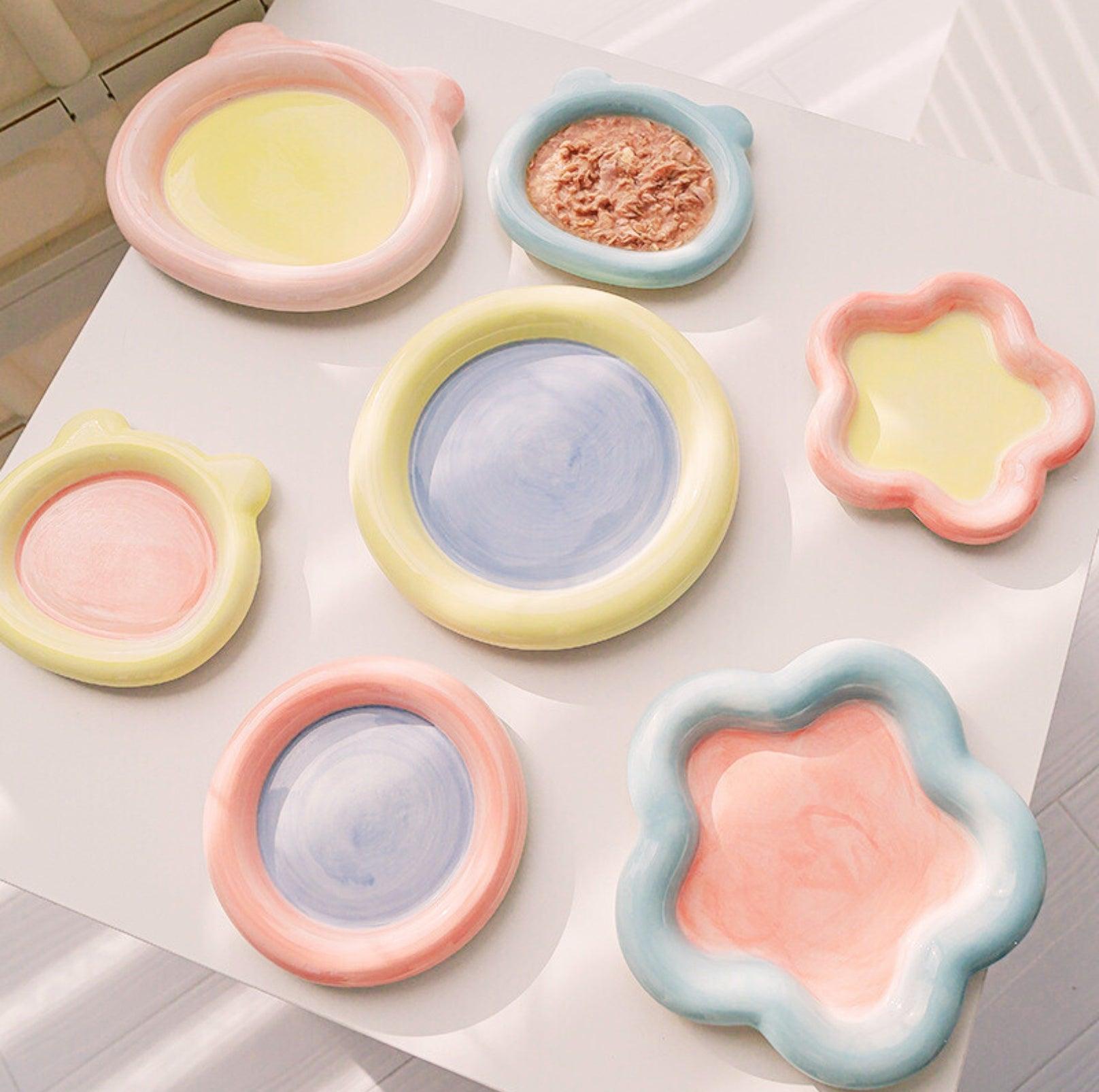 Artisan Ceramic Pet Food Plates Cat Bowl And Small Dog Bowl - {{product.type}} - PawPawUp