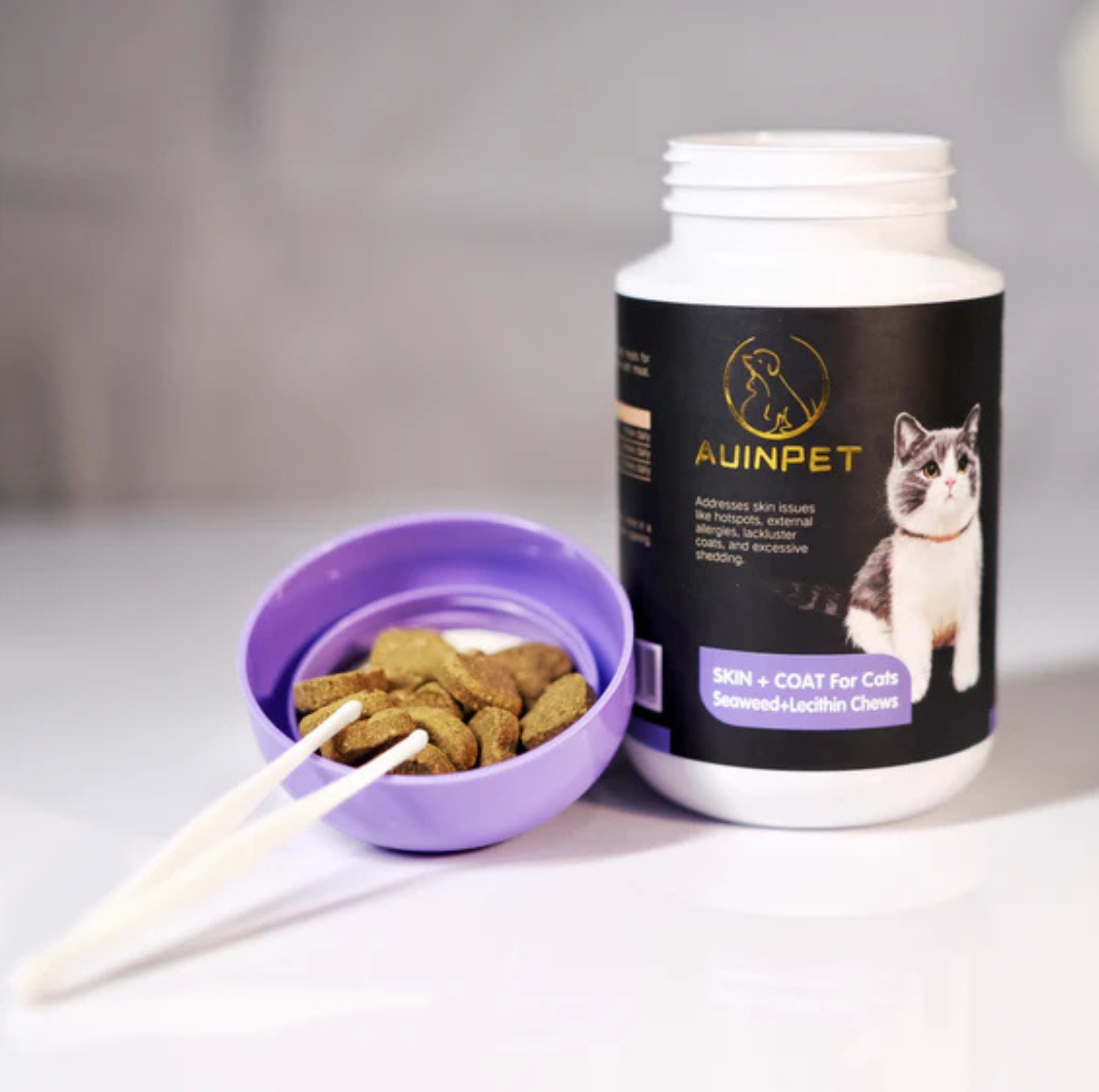 AUINPET SKIN + COAT For Cats Seaweed+Lecithin Chews - {{product.type}} - PawPawUp