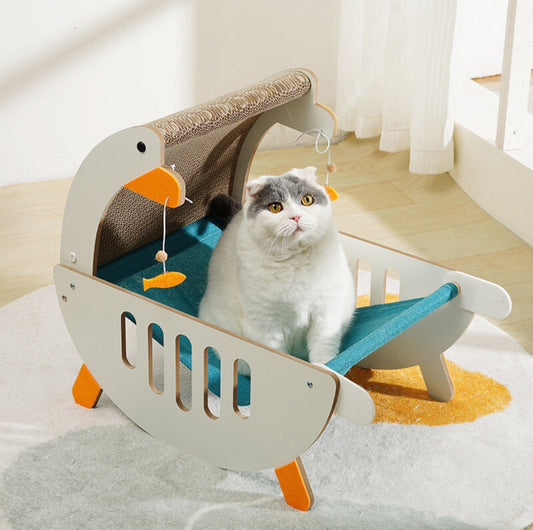 Cartoon Goose Shaped Cat Scratcher and Bed - {{product.type}} - PawPawUp