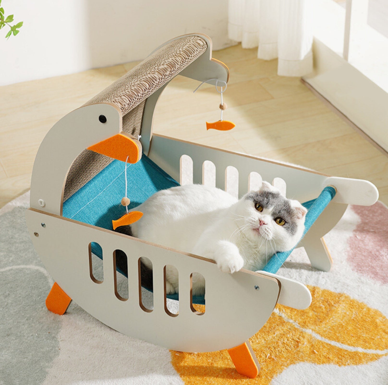 Cartoon Goose Shaped Cat Scratcher and Bed - {{product.type}} - PawPawUp