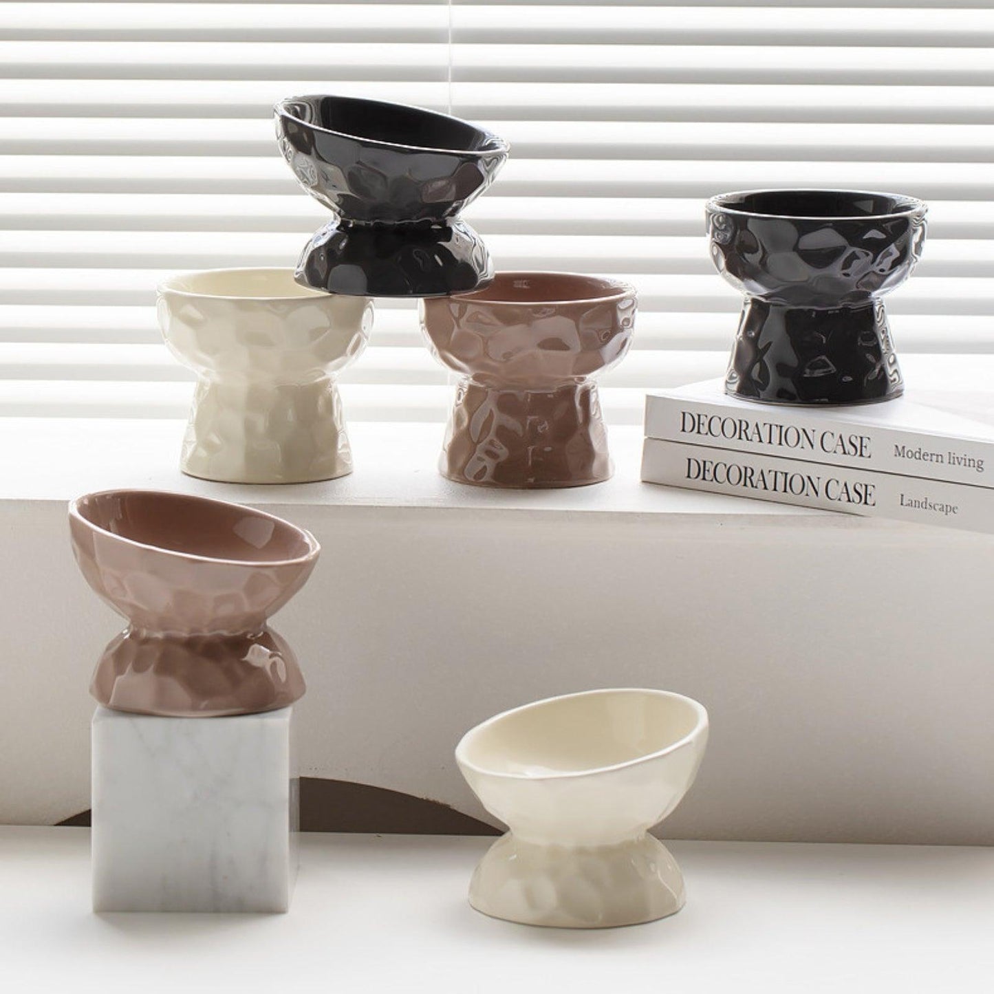 Ceramic Raised Pet Bowl for Cats and Dogs - {{product.type}} - PawPawUp