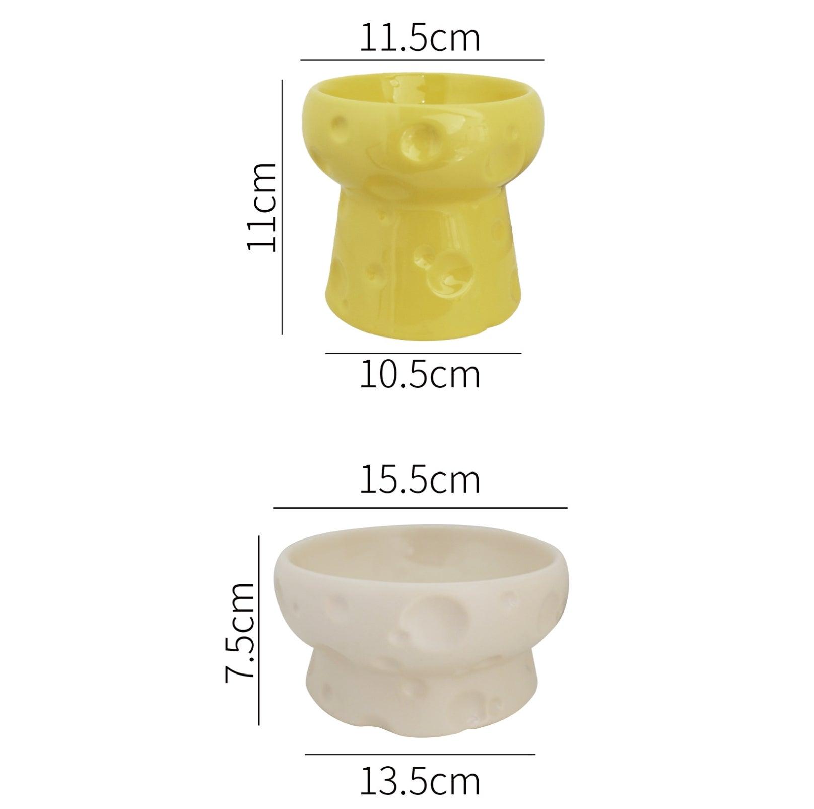 Cheese-Styled Elevated Ceramic Pet Bowls - {{product.type}} - PawPawUp