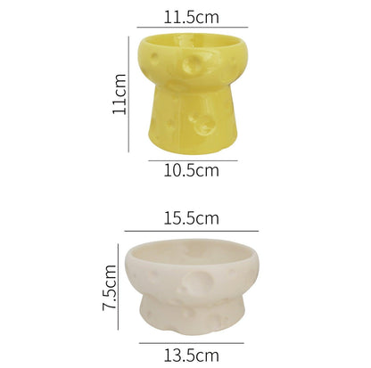 Cheese-Styled Elevated Ceramic Pet Bowls - {{product.type}} - PawPawUp