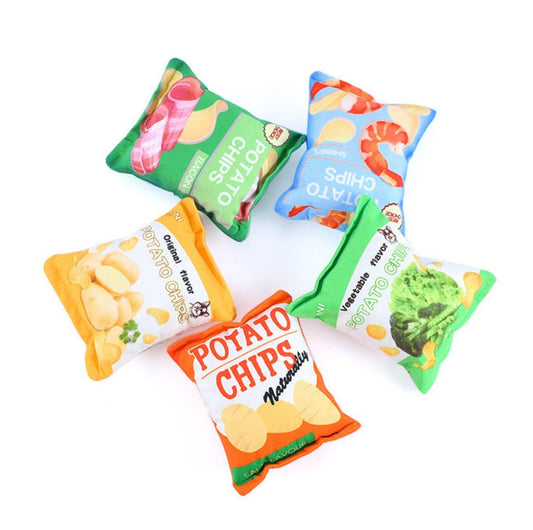 Chips Paw-ty: Plush Pet Chewing Toys with Built-in Squeakers - {{product.type}} - PawPawUp