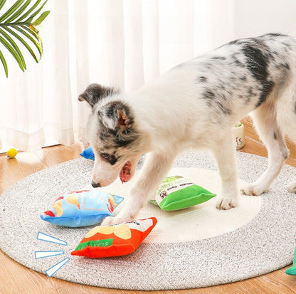 Chips Paw-ty: Plush Pet Chewing Toys with Built-in Squeakers - {{product.type}} - PawPawUp