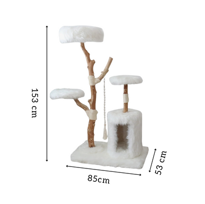Cmisstree Cloud Series Cat Climbing Tree with House - Natural Fruitwood - {{product.type}} - PawPawUp