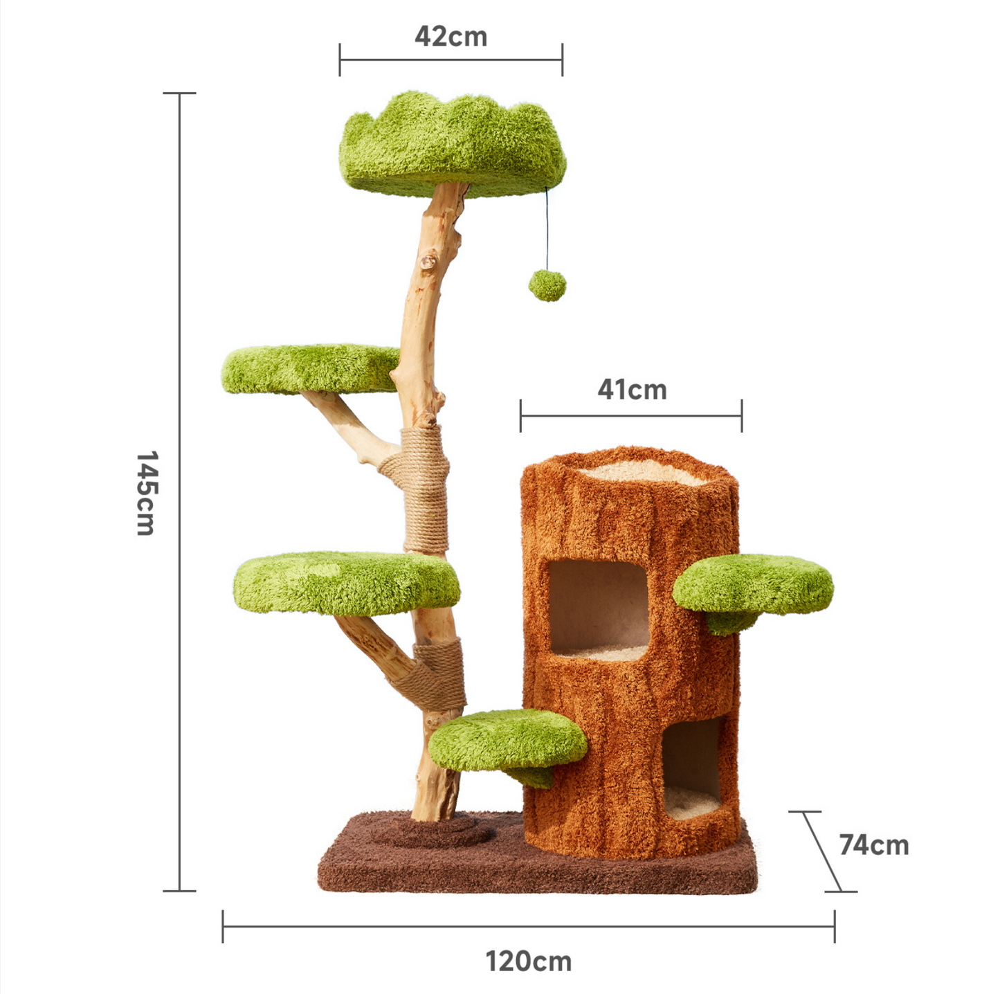 Cmisstree Tree Hollow Solid Wood 5-Tired Large Cat Tree - {{product.type}} - PawPawUp