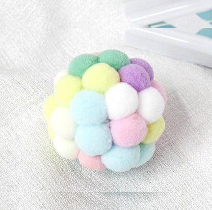 Colorful Plush Ball Cat Toys- Interactive Fun with Bells & Elastic - {{product.type}} - PawPawUp