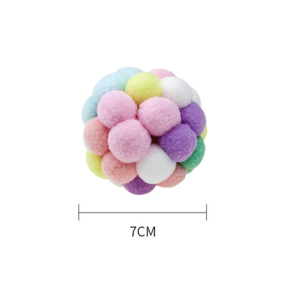 Colorful Plush Ball Cat Toys- Interactive Fun with Bells & Elastic - {{product.type}} - PawPawUp