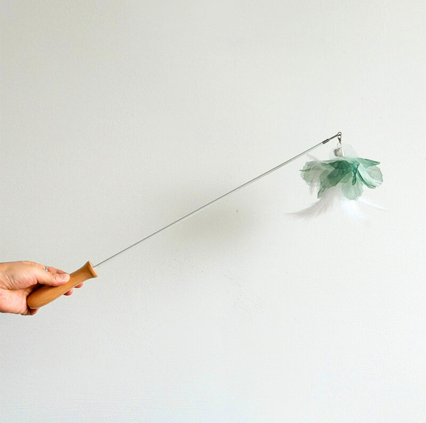 Colourful Feather Extendable Teaser Wand - Fully extended 81cm - {{product.type}} - PawPawUp