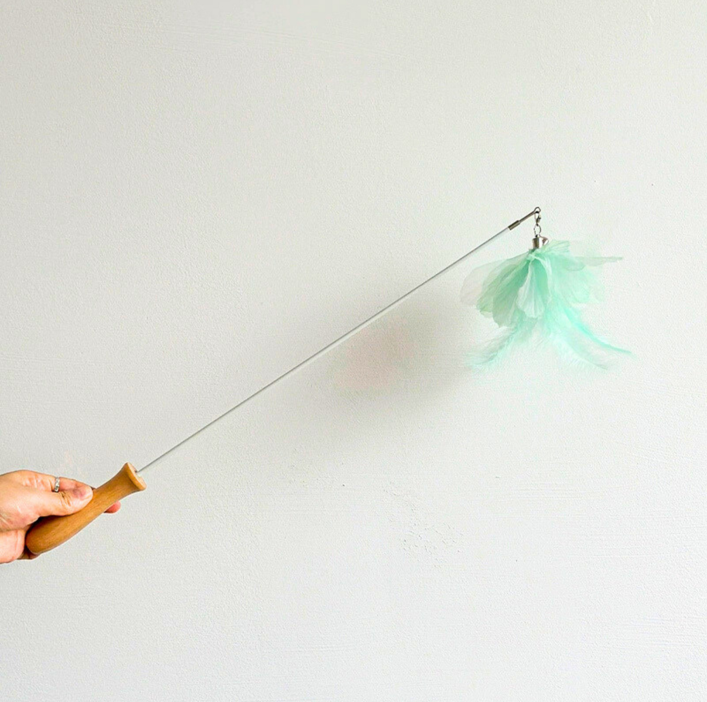 Colourful Feather Extendable Teaser Wand - Fully extended 81cm - {{product.type}} - PawPawUp