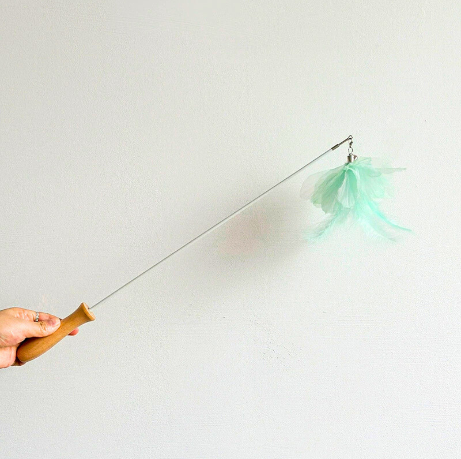 Colourful Feather Extendable Teaser Wand - Fully extended 81cm - {{product.type}} - PawPawUp