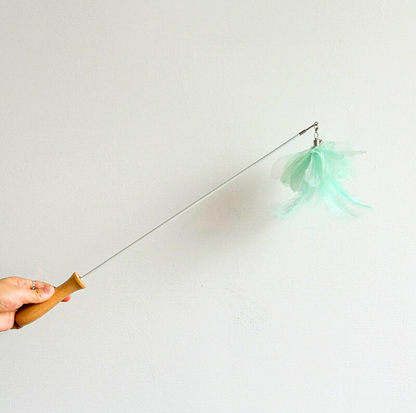 Colourful Feather Extendable Teaser Wand - Fully extended 81cm - {{product.type}} - PawPawUp