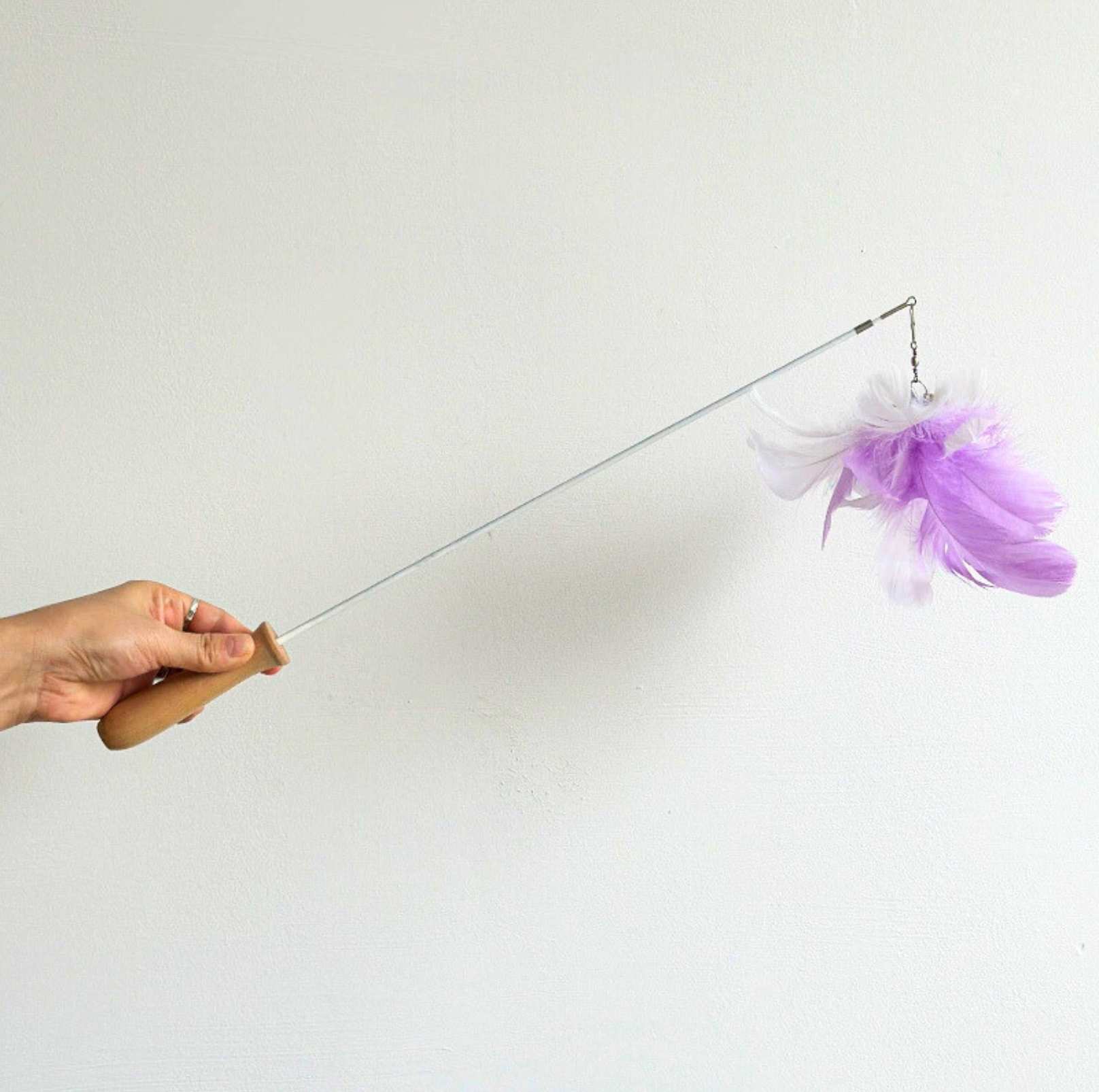 Colourful Feather Extendable Teaser Wand - Fully extended 81cm - {{product.type}} - PawPawUp