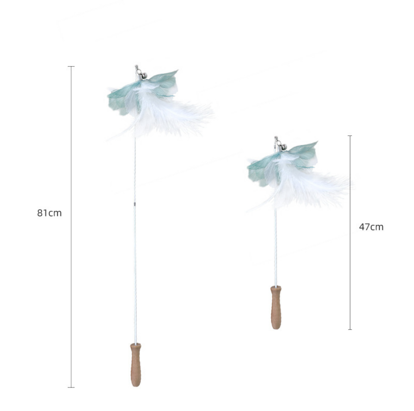 Colourful Feather Extendable Teaser Wand - Fully extended 81cm - {{product.type}} - PawPawUp
