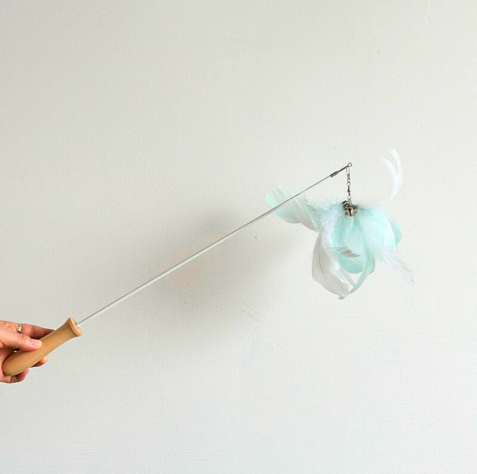 Colourful Feather Extendable Teaser Wand - Fully extended 81cm - {{product.type}} - PawPawUp