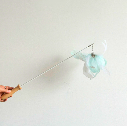 Colourful Feather Extendable Teaser Wand - Fully extended 81cm - {{product.type}} - PawPawUp