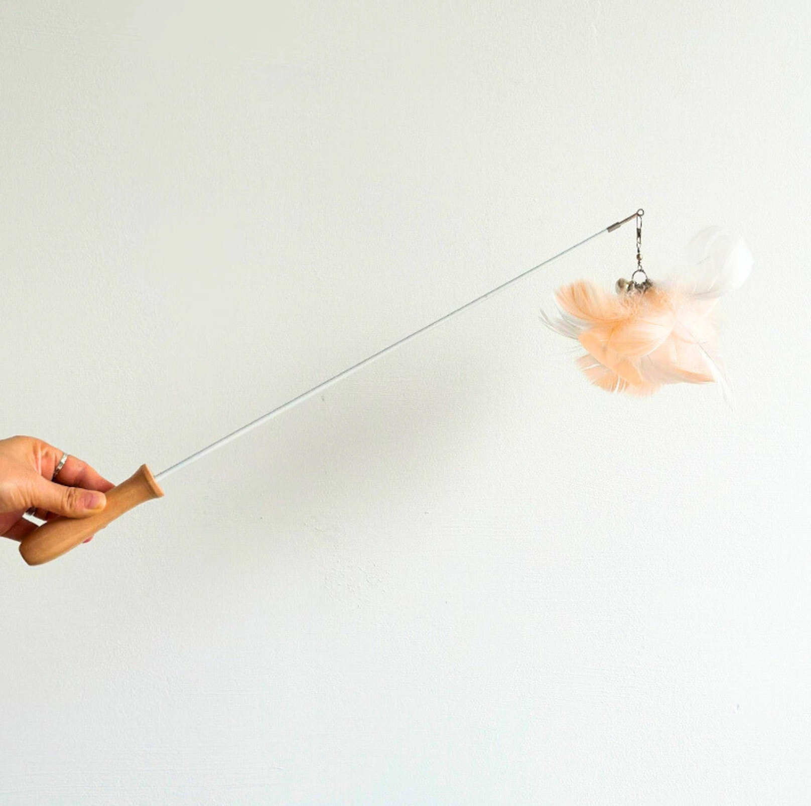 Colourful Feather Extendable Teaser Wand - Fully extended 81cm - {{product.type}} - PawPawUp
