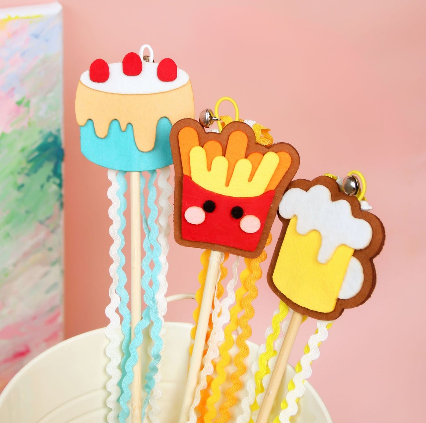 Cute Cartoon Felt Tassel Cat Wand Toy - {{product.type}} - PawPawUp