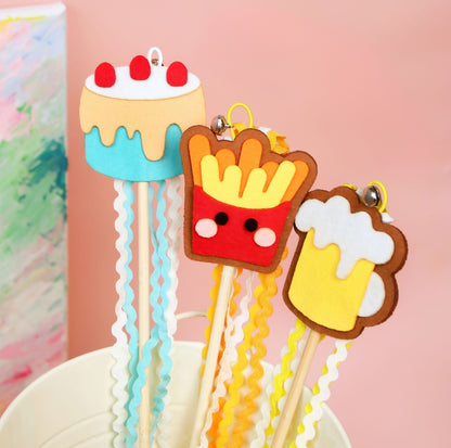 Cute Cartoon Felt Tassel Cat Wand Toy - {{product.type}} - PawPawUp