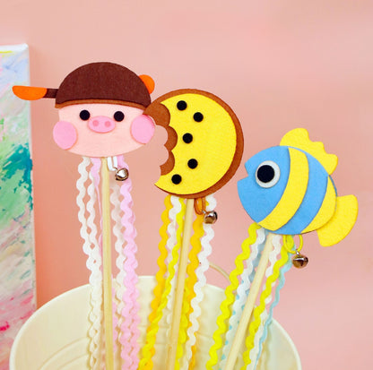 Cute Cartoon Felt Tassel Cat Wand Toy - {{product.type}} - PawPawUp