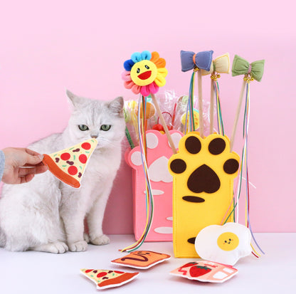 Cute Food-Themed Catnip Toy Set (4pcs) + Cat Paw Storage Bag - {{product.type}} - PawPawUp