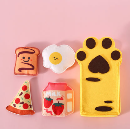 Cute Food-Themed Catnip Toy Set (4pcs) + Cat Paw Storage Bag - {{product.type}} - PawPawUp