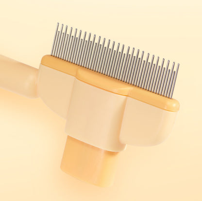 Deshedding & Dematting Pet Brush – Dual-Length Stainless Steel Teeth with Self-Cleaning Function - {{product.type}} - PawPawUp