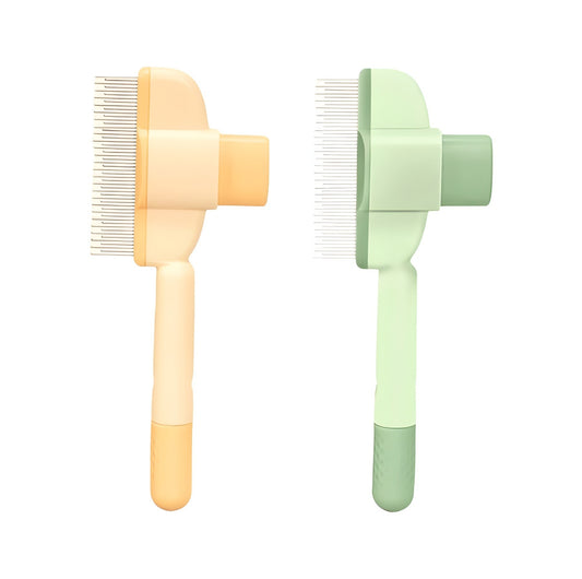 Deshedding & Dematting Pet Brush – Dual-Length Stainless Steel Teeth with Self-Cleaning Function - {{product.type}} - PawPawUp