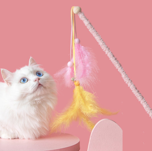 Double Feather Cat Teaser Wand - {{product.type}} - PawPawUp