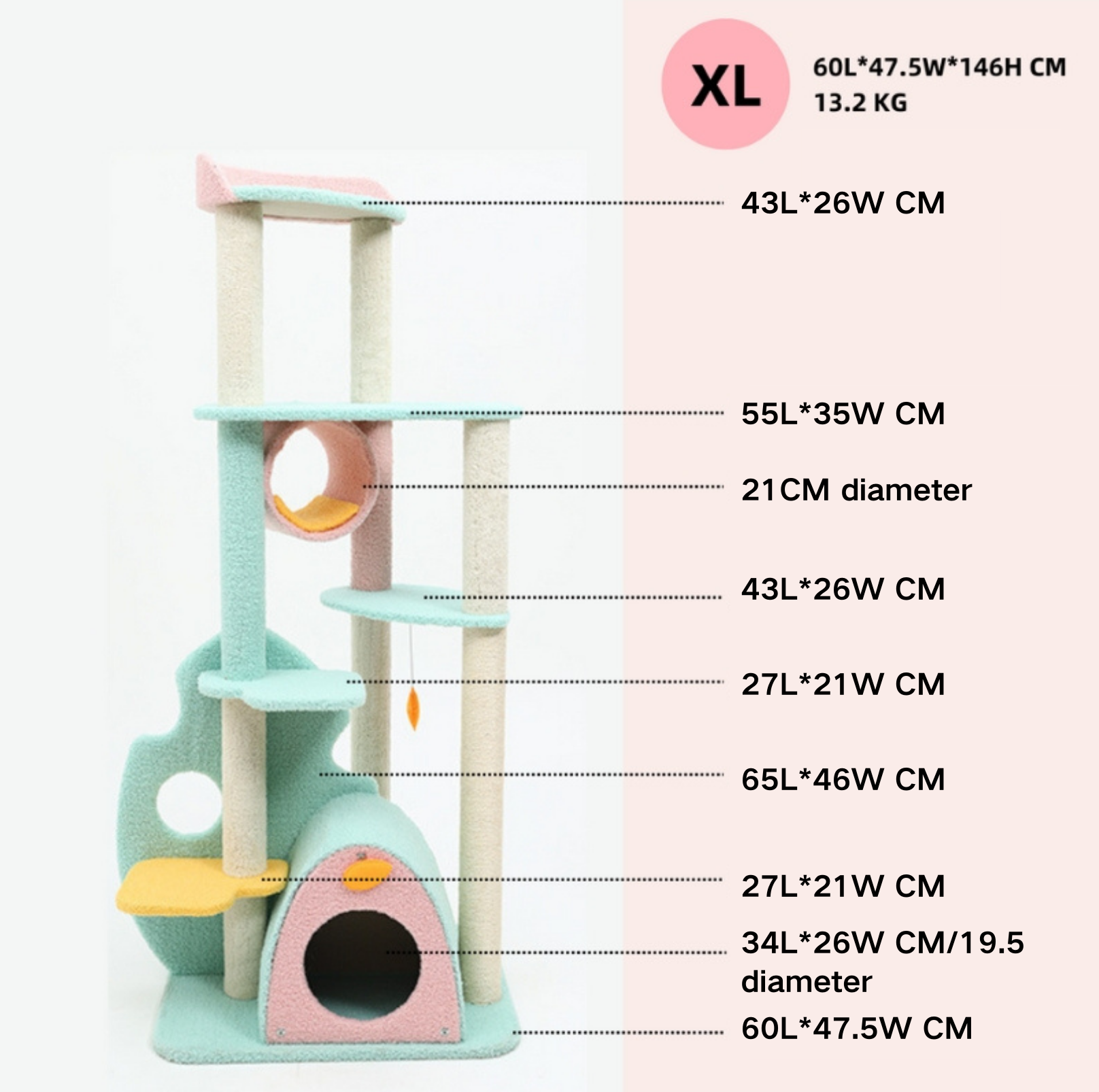 Dreamy Macaroon Party Cat Tree with Scratching Post and Nest - {{product.type}} - PawPawUp