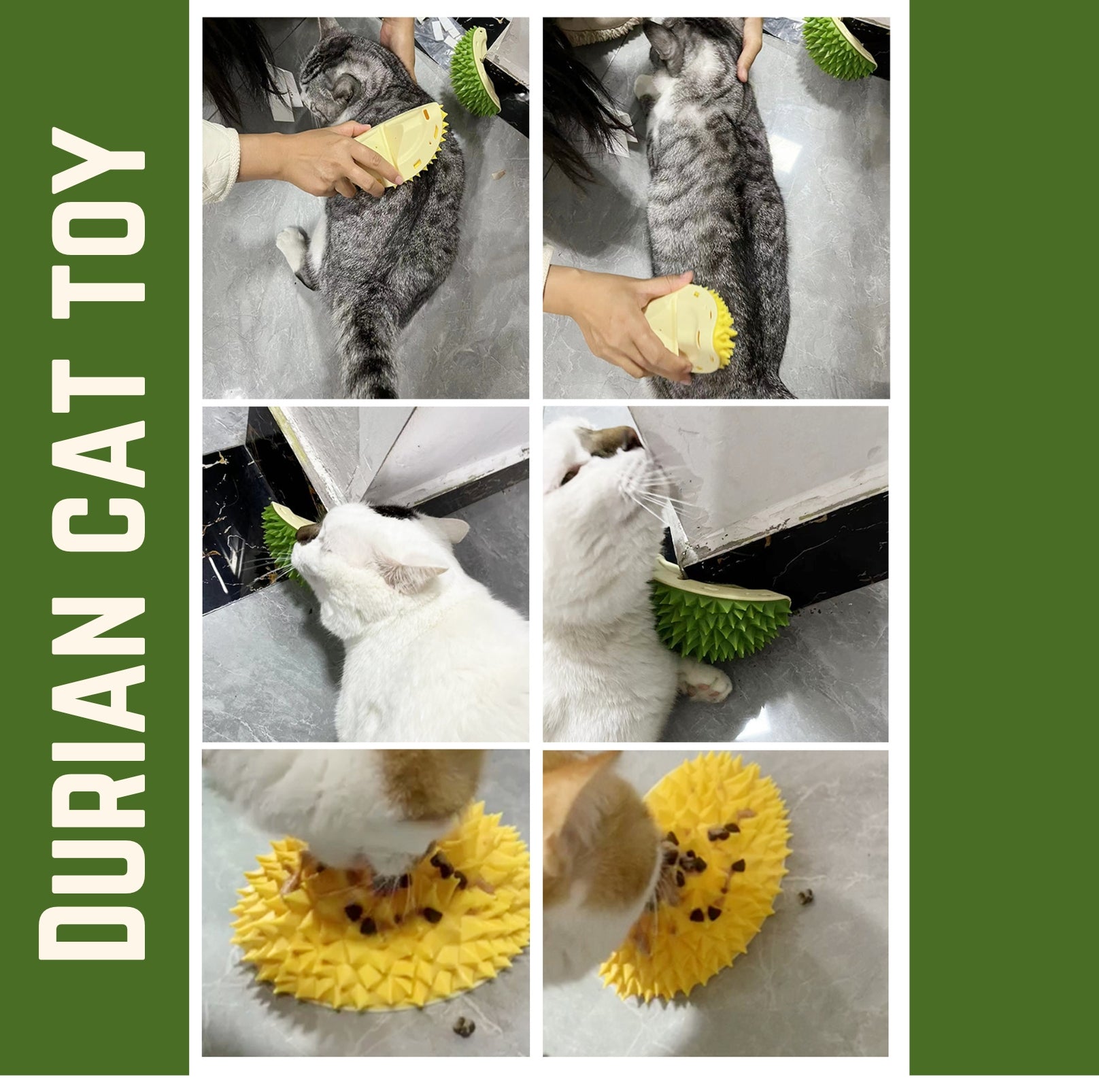 Durian-Shaped Multifunctional Cat Toy - Scratch, Groom, Feed, and Dental Clean - {{product.type}} - PawPawUp
