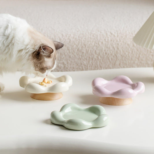 Flower-Shaped Ceramic Pet Food Plate Cat Bowl - {{product.type}} - PawPawUp