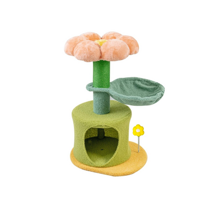 Flower-Styled Cat Tree with Soft Nest & Scratching Posts - {{product.type}} - PawPawUp