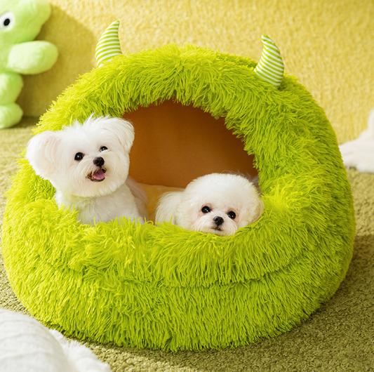 Fluffy Monster-Shaped Pet Bed – Ultra-Soft Deep Sleep Nest for Dogs & Cats - {{product.type}} - PawPawUp
