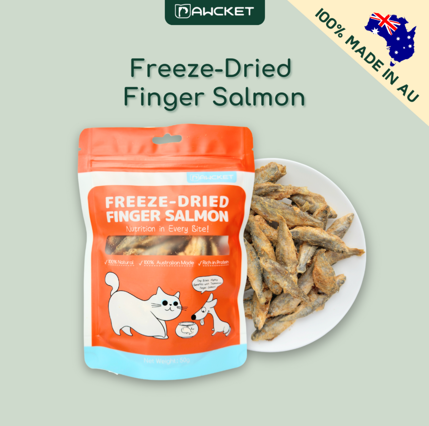Freeze-Dried Finger Salmon Treat - 50g - {{product.type}} - PawPawUp