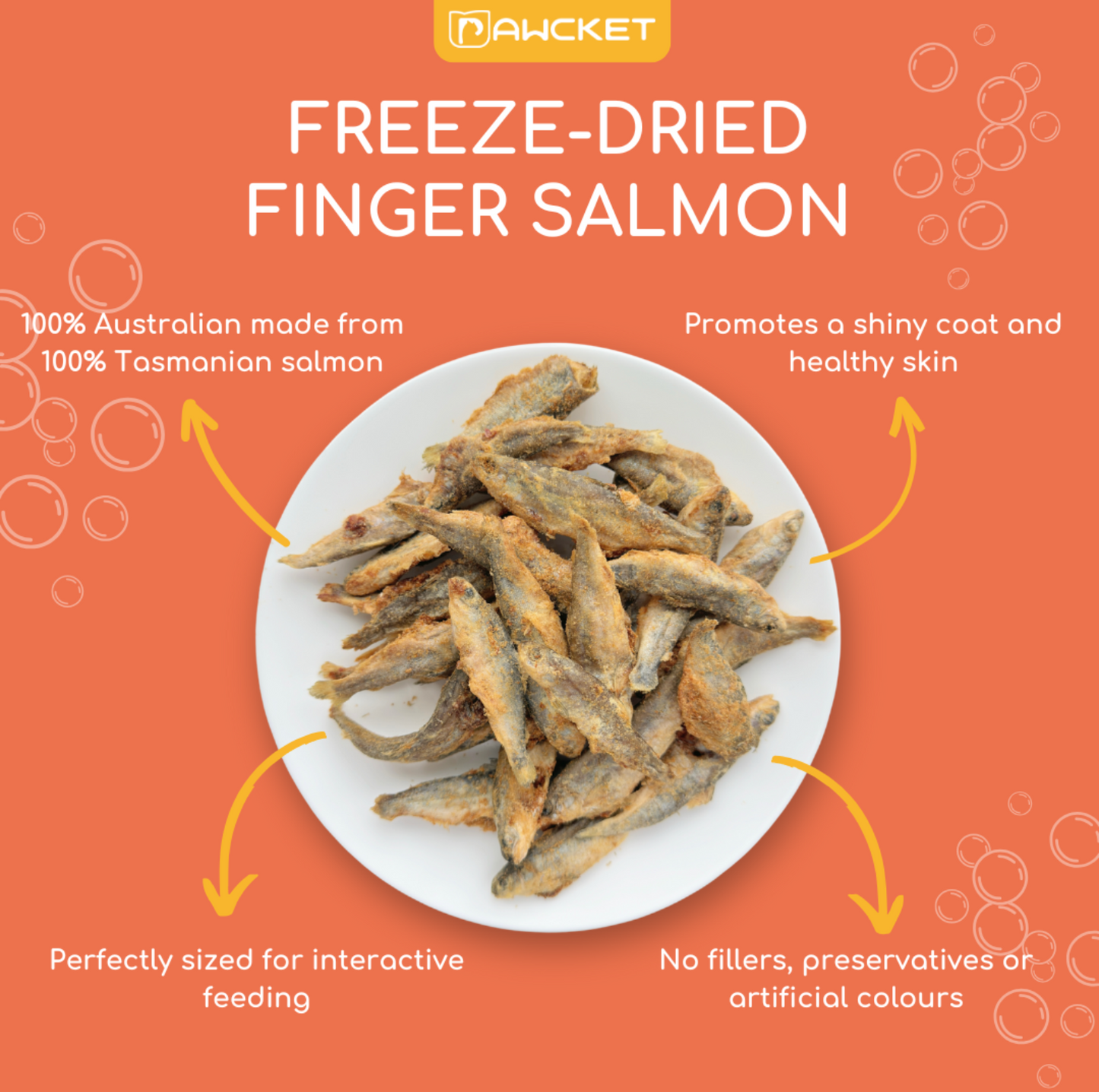 Freeze-Dried Finger Salmon Treat - 50g - {{product.type}} - PawPawUp