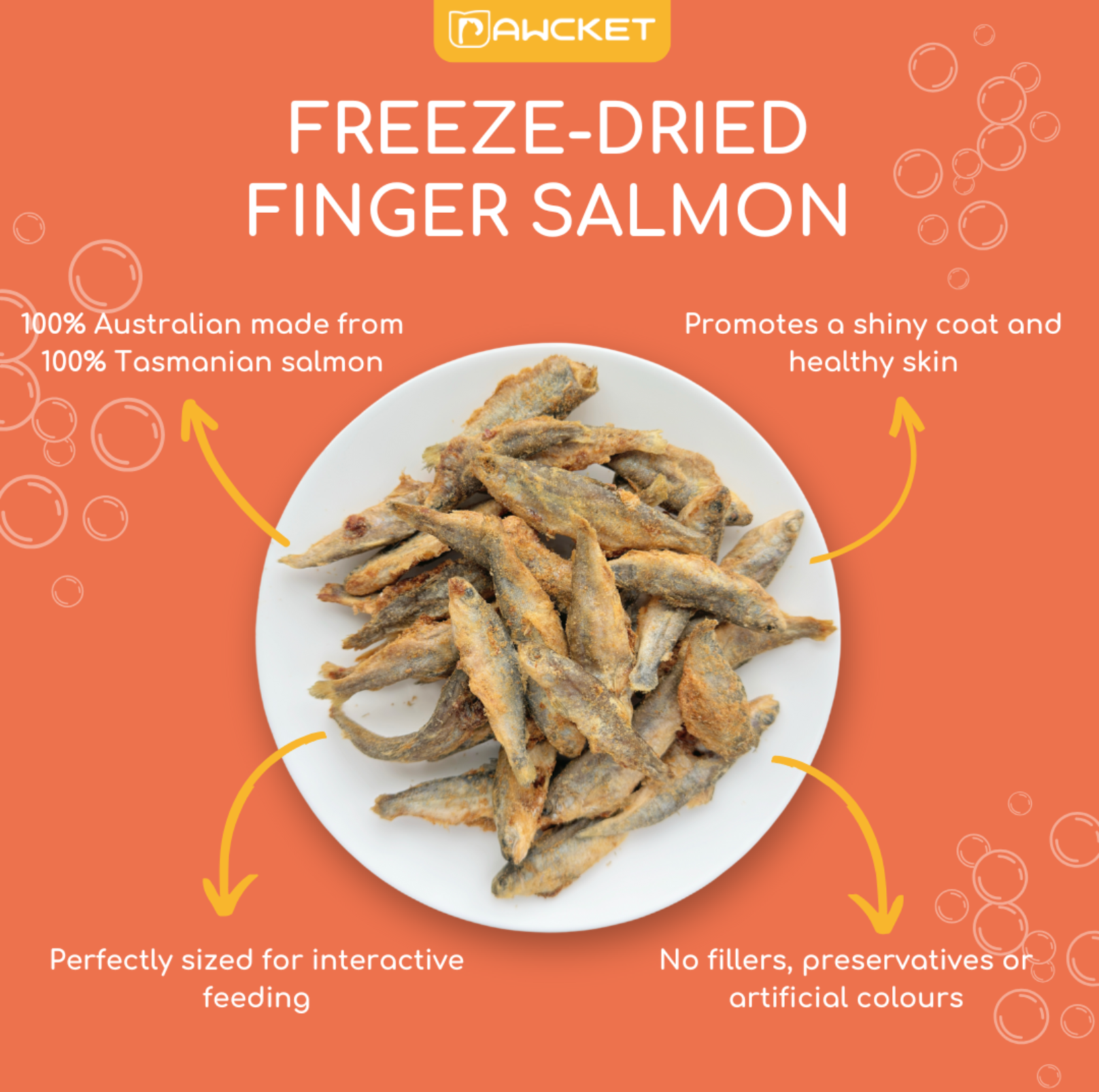 Freeze-Dried Finger Salmon Treat - 50g - {{product.type}} - PawPawUp