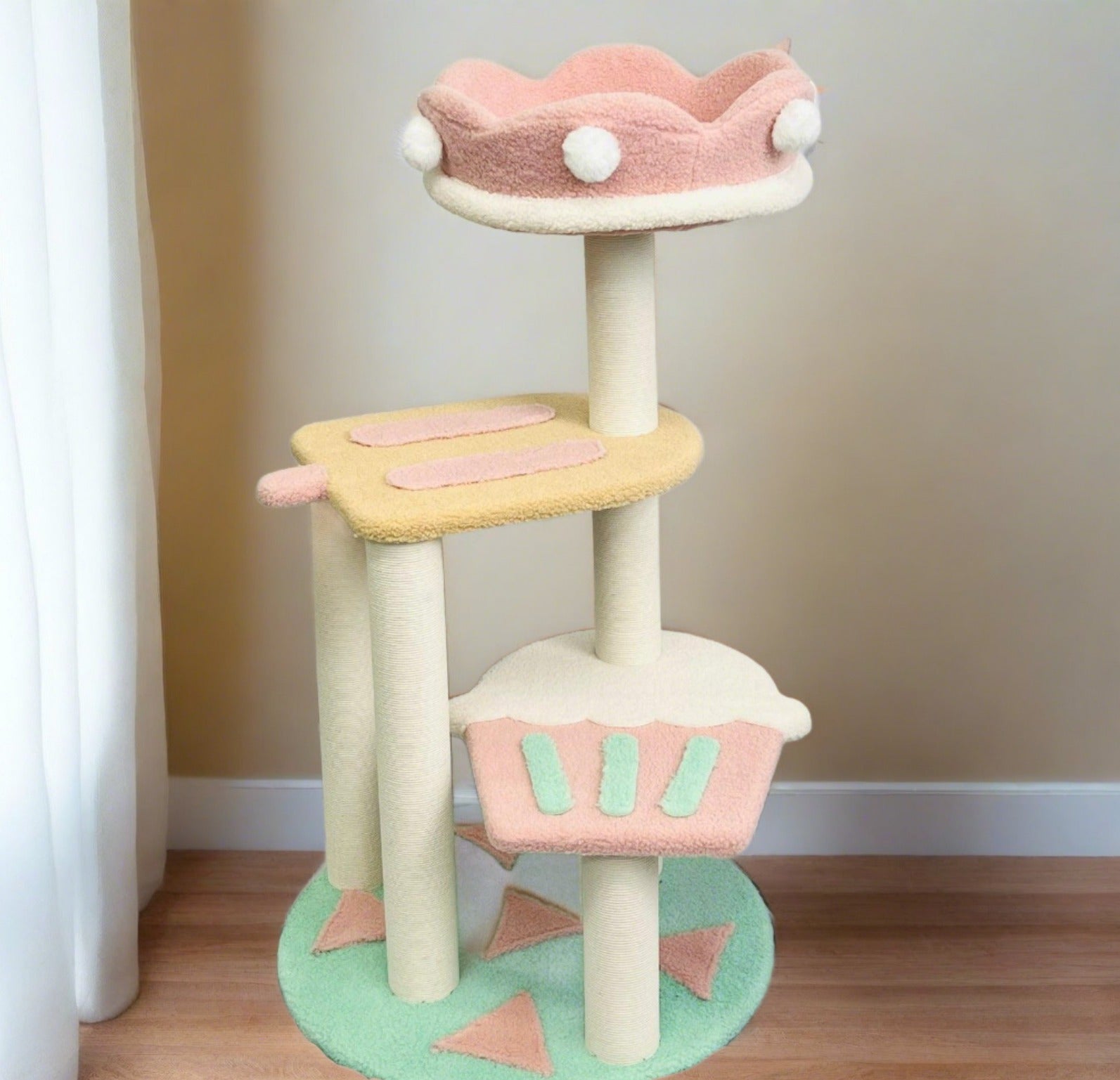 Ice Cream -Styled Cat Tree with Jumping Platforms & Top Bed - {{product.type}} - PawPawUp