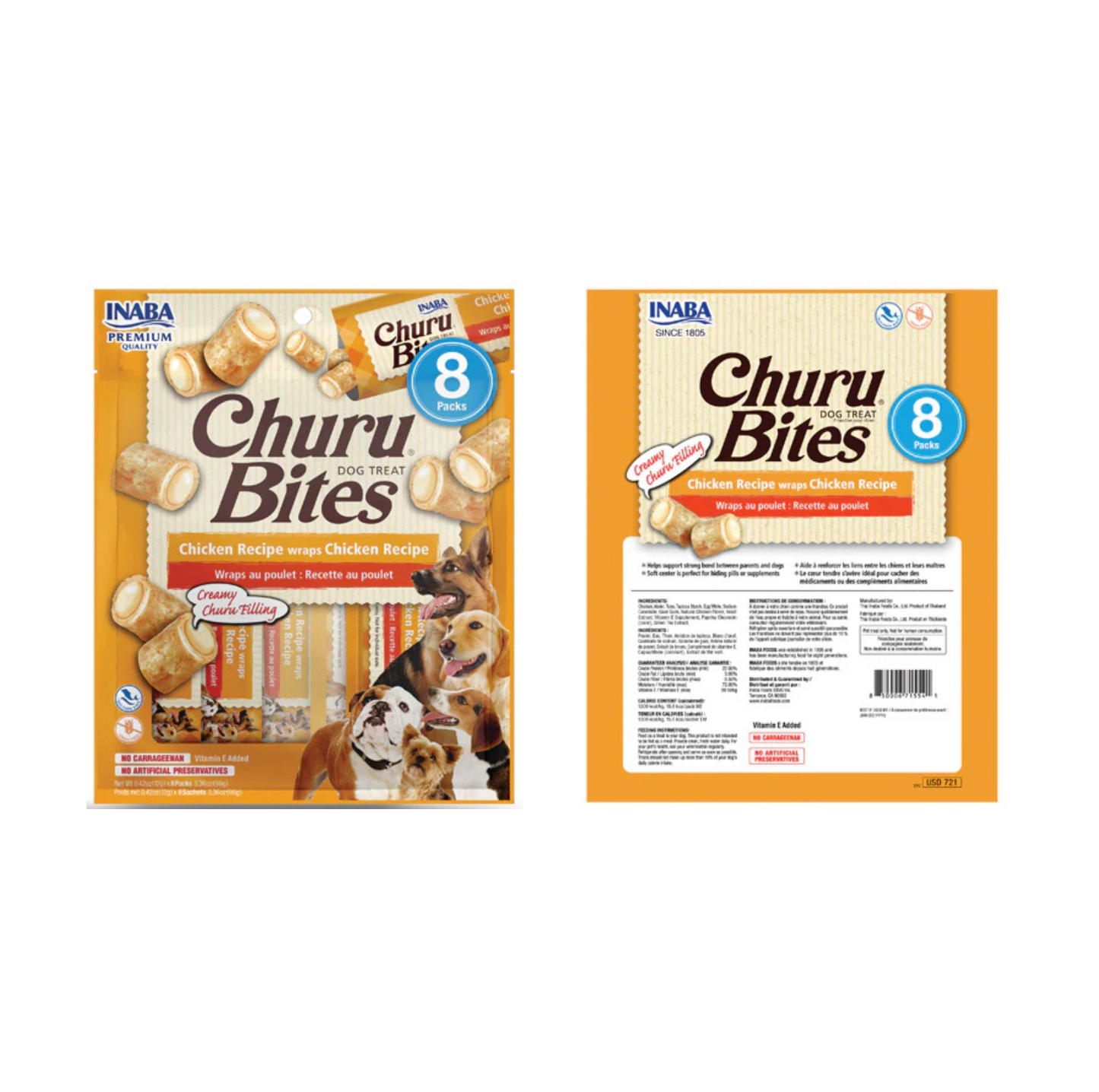 INABA Dog Churu Bites Chicken Wraps Recipe Dog Treat (12g*8 Pcs) - {{product.type}} - PawPawUp