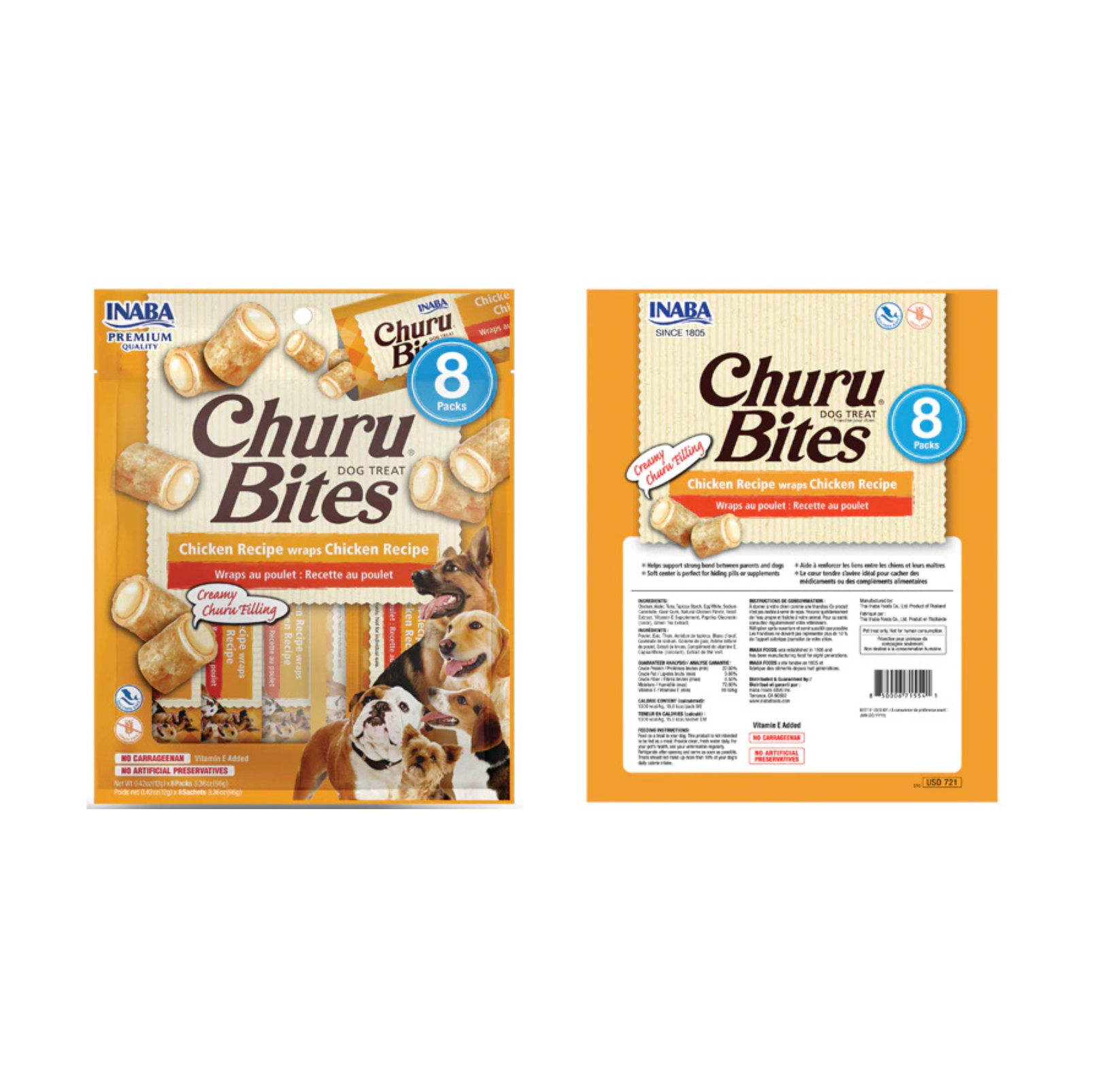 INABA Dog Churu Bites Chicken Wraps Recipe Dog Treat (12g*8 Pcs) - {{product.type}} - PawPawUp