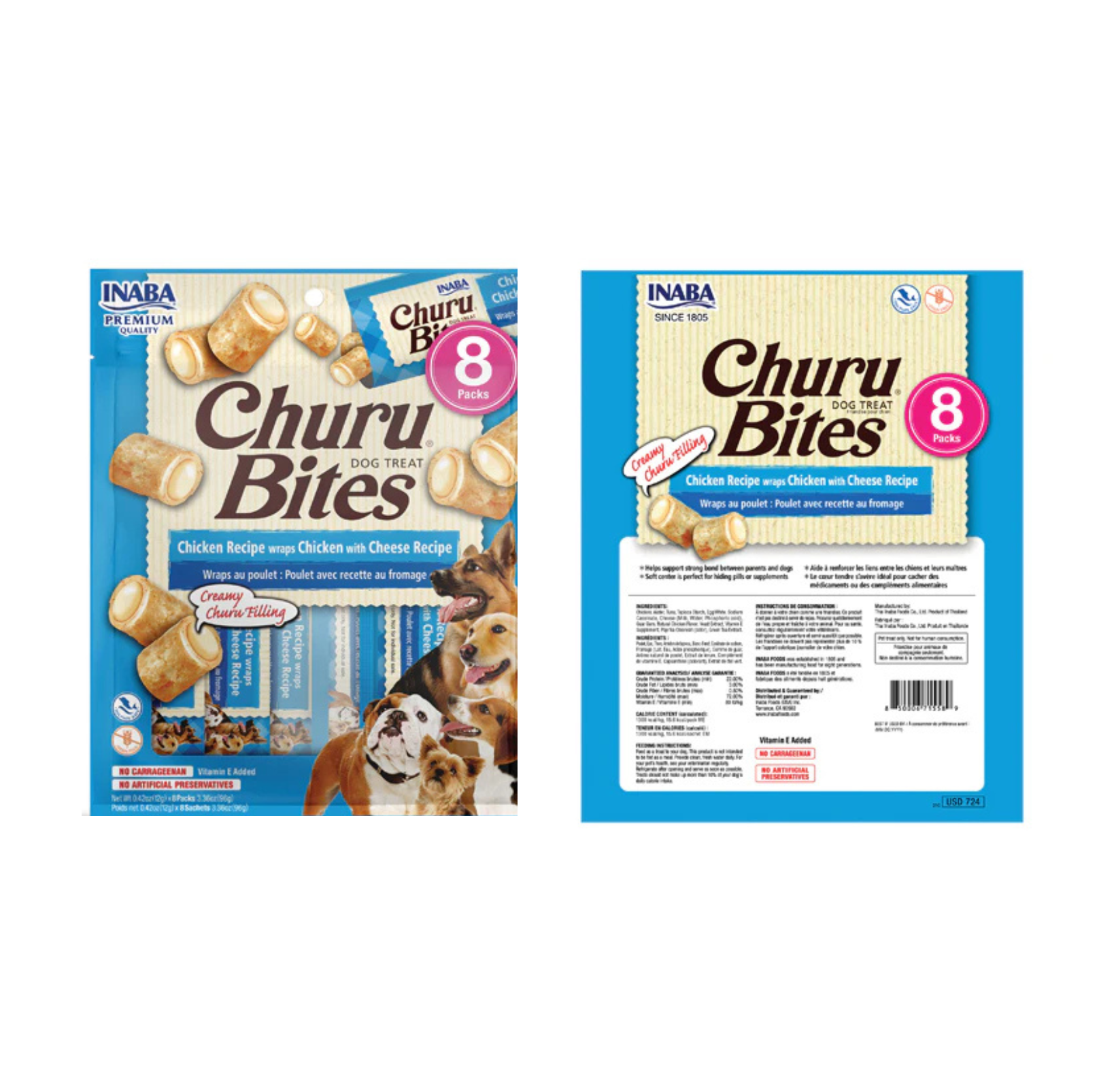 INABA Dog Churu Bites Chicken Wraps Recipe Dog Treat (12g*8 Pcs) - {{product.type}} - PawPawUp