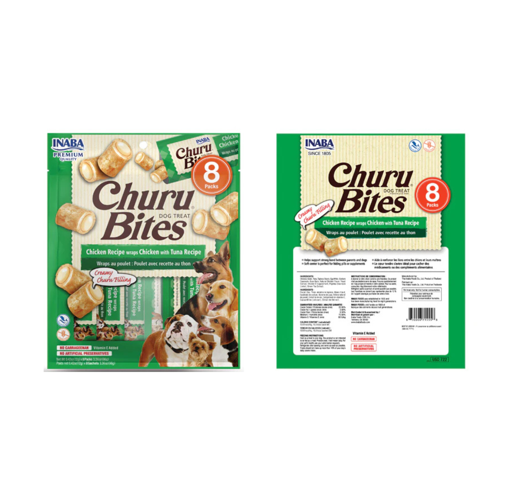 INABA Dog Churu Bites Chicken Wraps Recipe Dog Treat (12g*8 Pcs) - {{product.type}} - PawPawUp