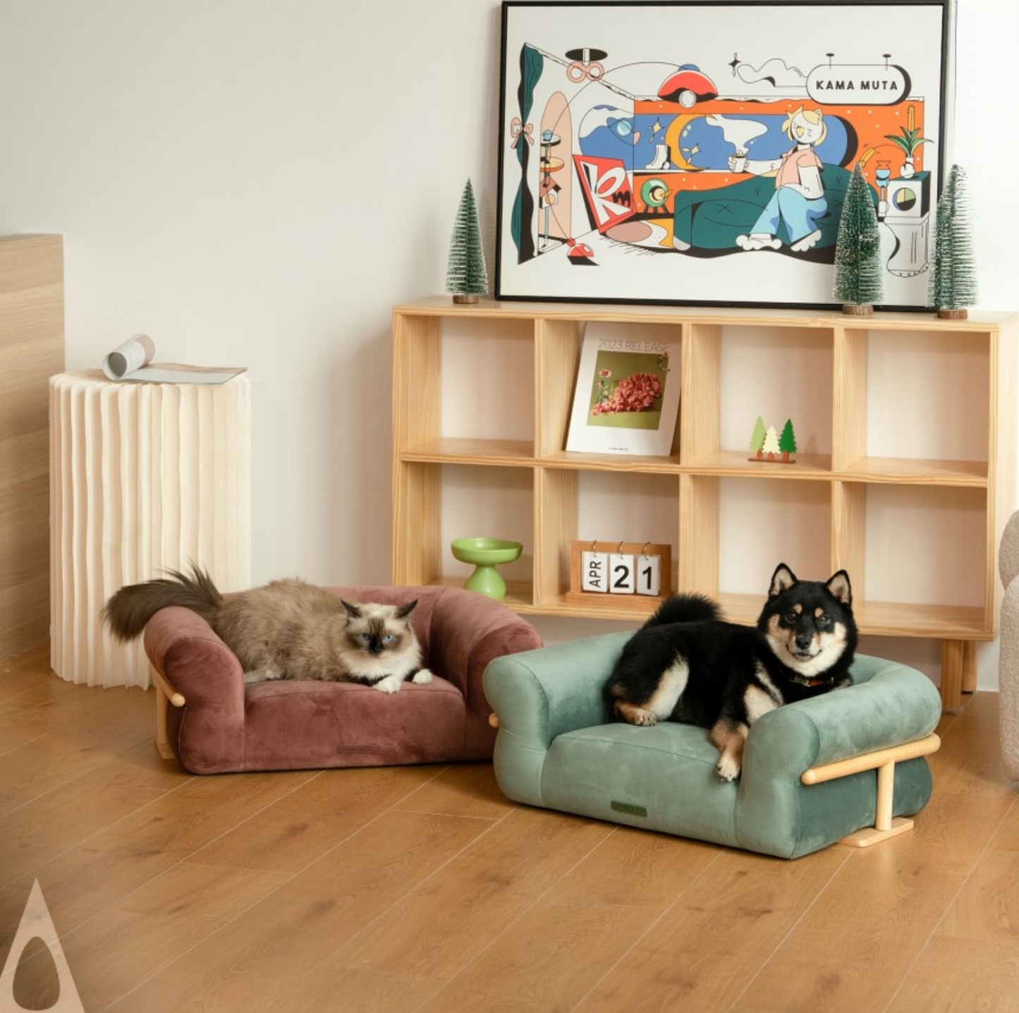 KAMA MUTA Bread Pet Bed - Italian-Inspired Design with Memory Foam and Ash Wood Frame - {{product.type}} - PawPawUp