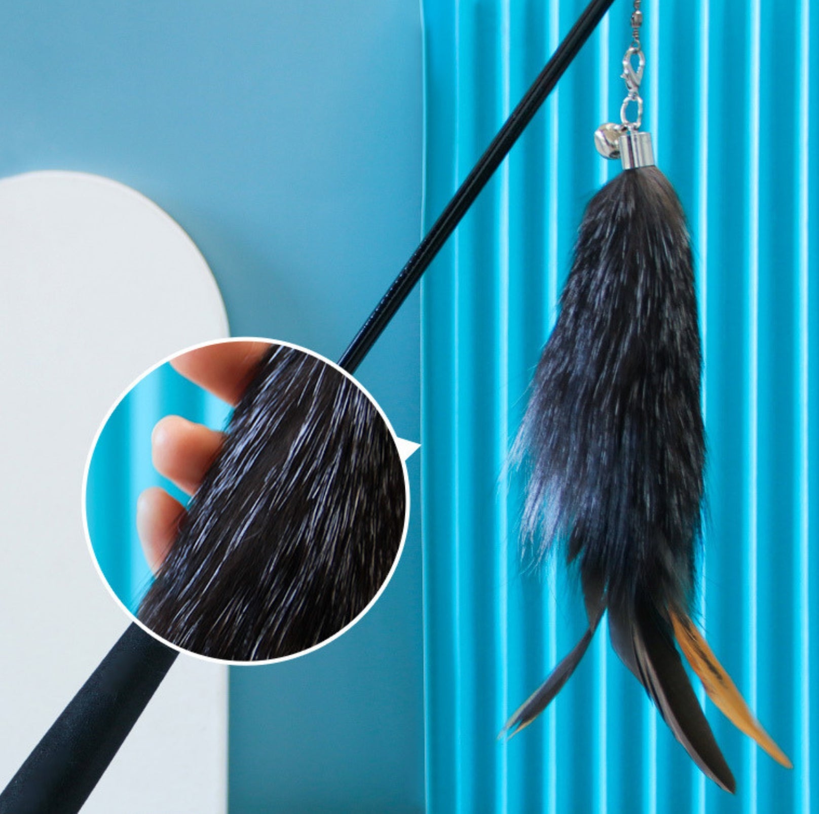 Length Adjustable Telescopic Cat Teaser with Faux Fox Fur Head - {{product.type}} - PawPawUp