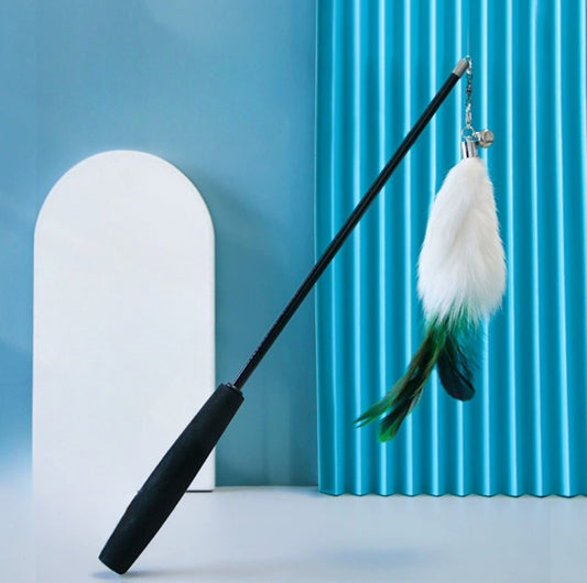 Length Adjustable Telescopic Cat Teaser with Faux Fox Fur Head - {{product.type}} - PawPawUp