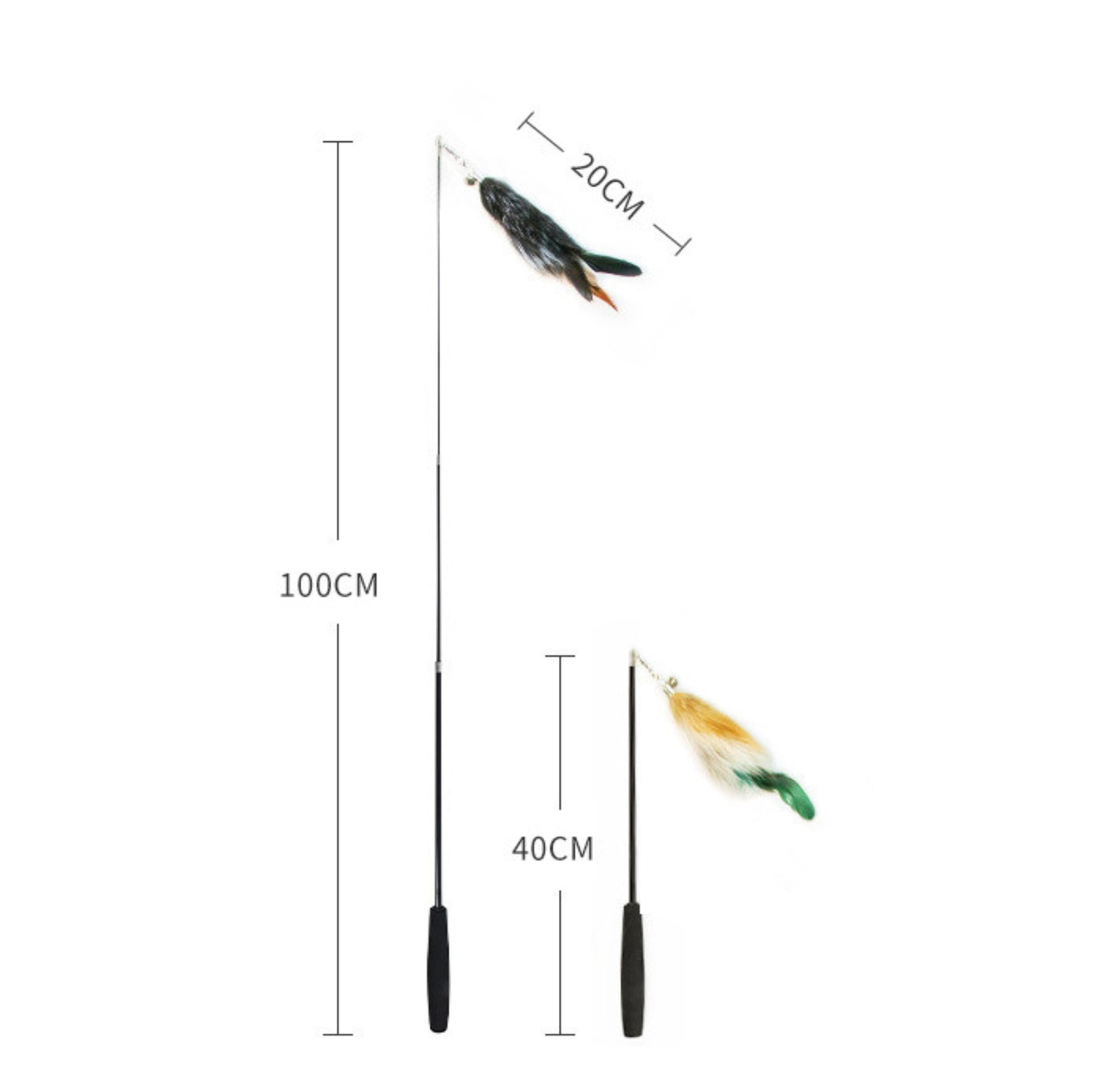 Length Adjustable Telescopic Cat Teaser with Faux Fox Fur Head - {{product.type}} - PawPawUp